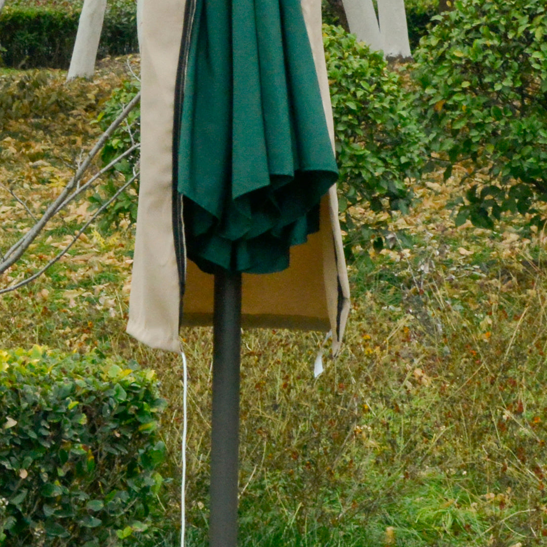 Outdoor Cantilever Umbrella Cover with Rod, Zipper, Khaki
