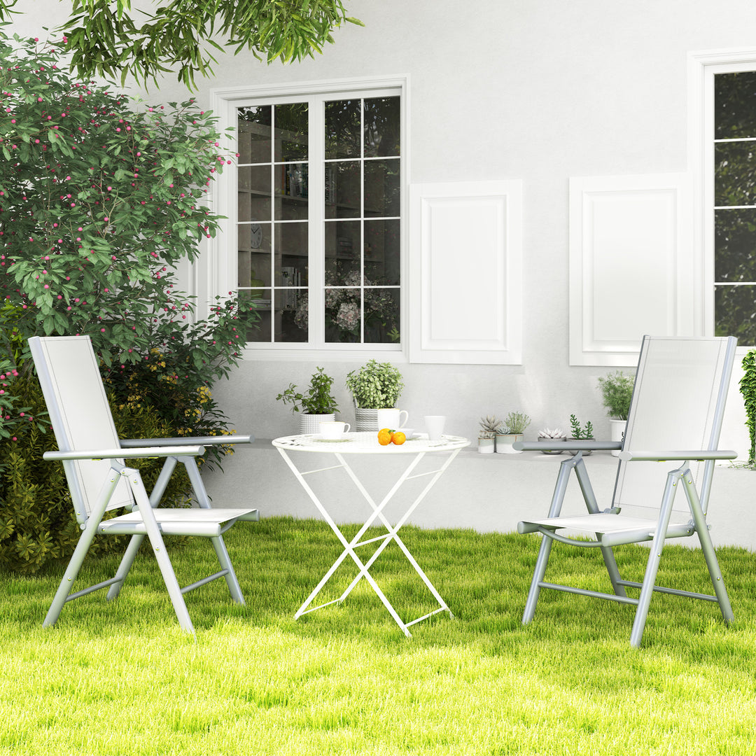 Set of Two Aluminium Folding Chairs - Light Grey