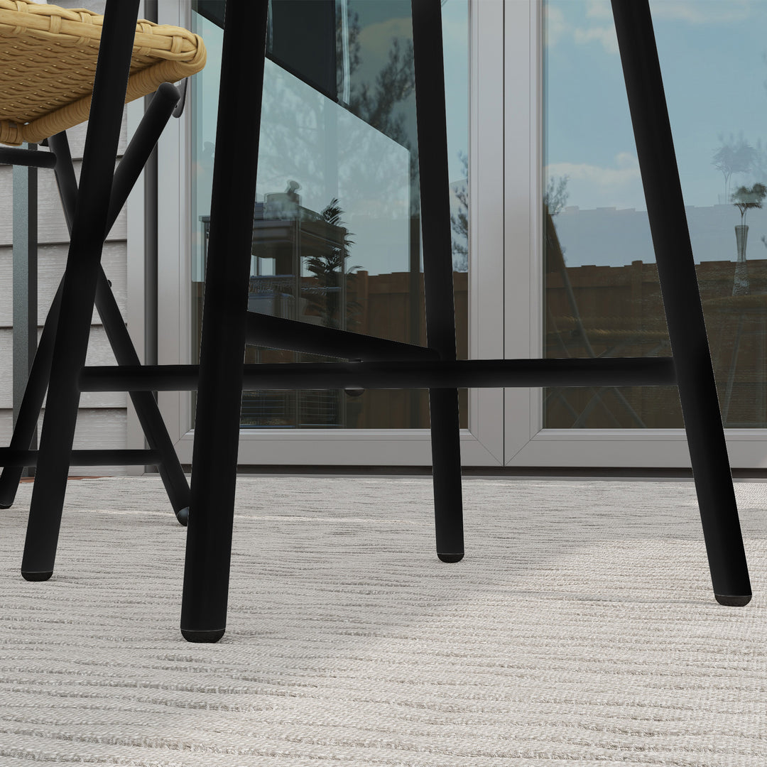 Rattan Border Outdoor Side Table - Natural Wood Finish