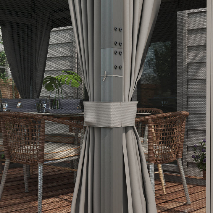 4 x 3(m) Patio Gazebo Canopy, with Vented Roof, Netting, Curtains, Aluminium Frame, Grey