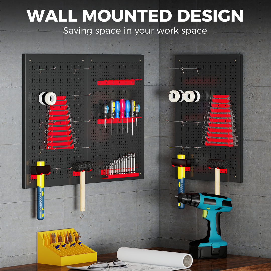 28 Pcs Wall-Mounted Pegboard with 3 Boards, Garage Tool Storage Unit B