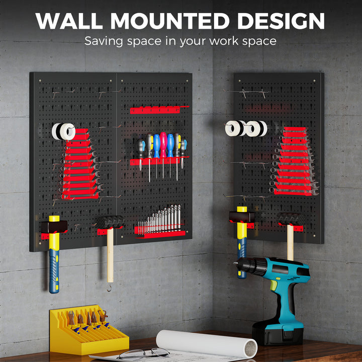 28 Pcs Wall-Mounted Pegboard with 3 Boards, Garage Tool Storage Unit B