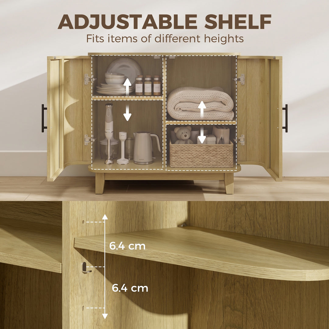 80cm Sideboard Buffet Cabinet, Storage Cabinet with 2 Curved Doors - view 5