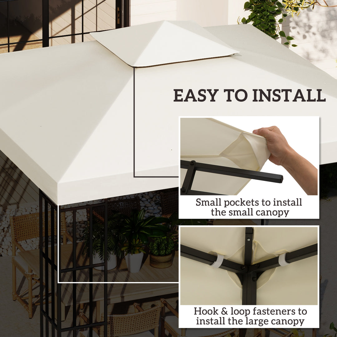 Outsunny 3 x 3(m) Gazebo Canopy Roof Top Replacement Cover Spare Part Cream White (TOP ONLY)