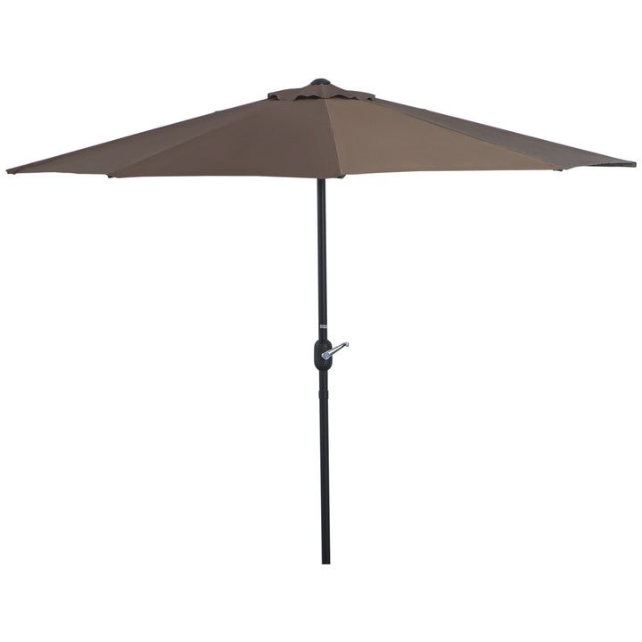 Outsunny 2.7m Balcony Half Parasol Garden Outdoor Umbrella 5 Steel Ribs - Brown | Aosom UK