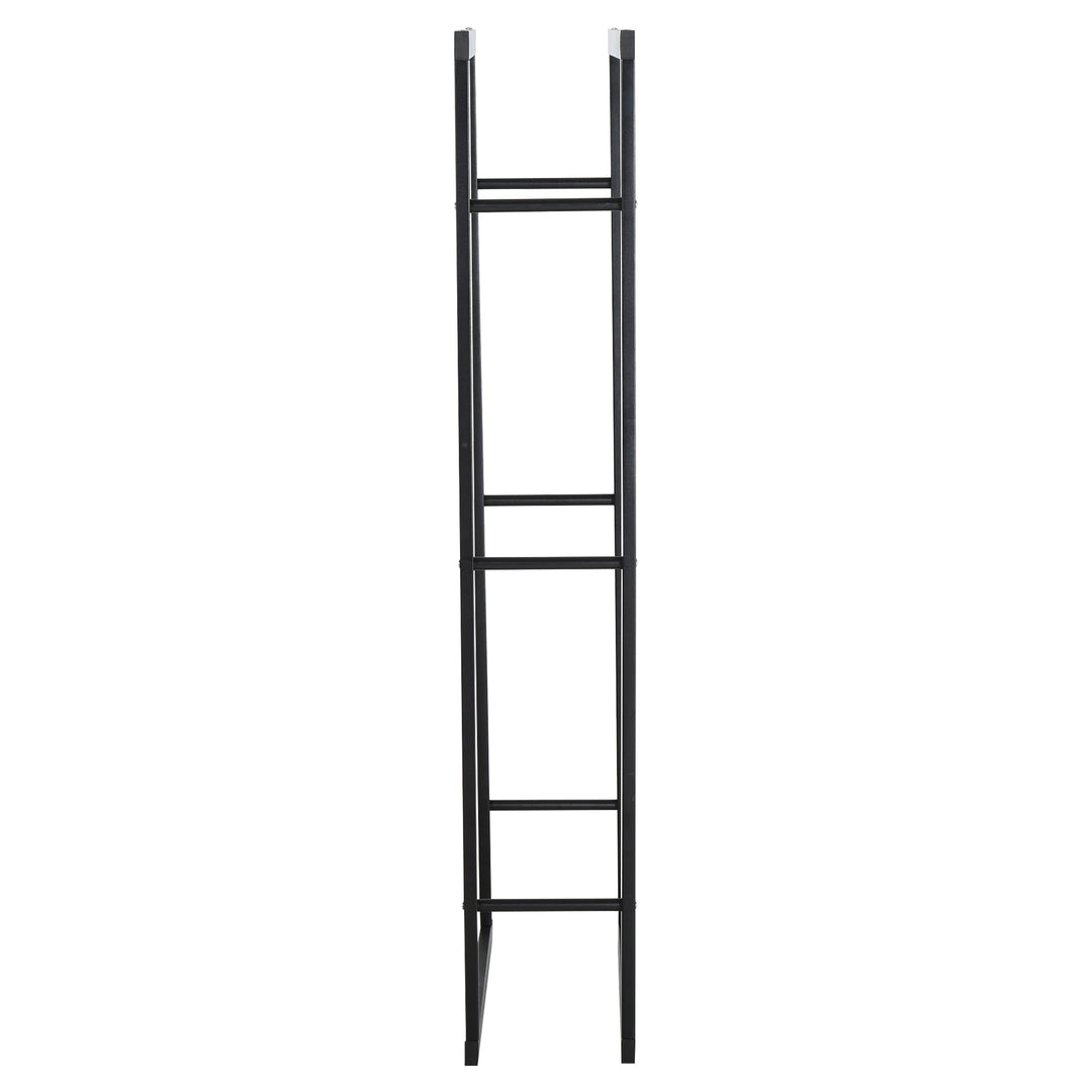 Metal Firewood Log Holder Tall Firewood Rack Indoor Outdoor Fireplace Wood Storage Shelf with Side Rails, Rust-Resistant, Black, 40W x 25D x 150H cm