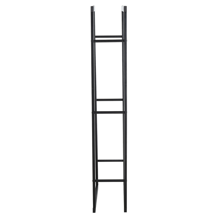 Metal Firewood Log Holder Tall Firewood Rack Indoor Outdoor Fireplace Wood Storage Shelf with Side Rails, Rust-Resistant, Black, 40W x 25D x 150H cm