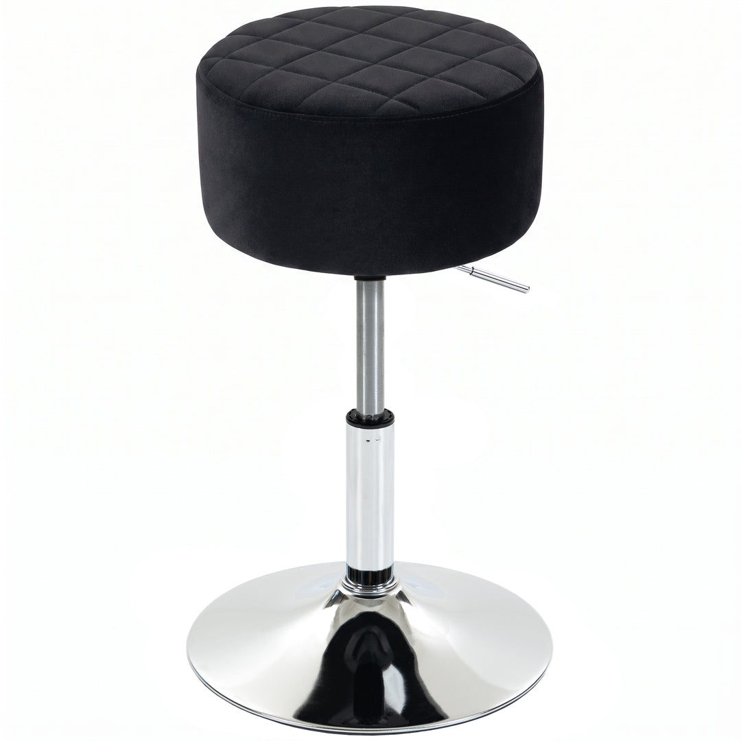 Bar Stool Adjustable Swivel Chair Velvet-Feel Seat 1 Piece, Black