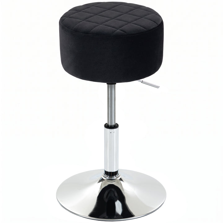 Bar Stool Adjustable Swivel Chair Velvet-Feel Seat 1 Piece, Black