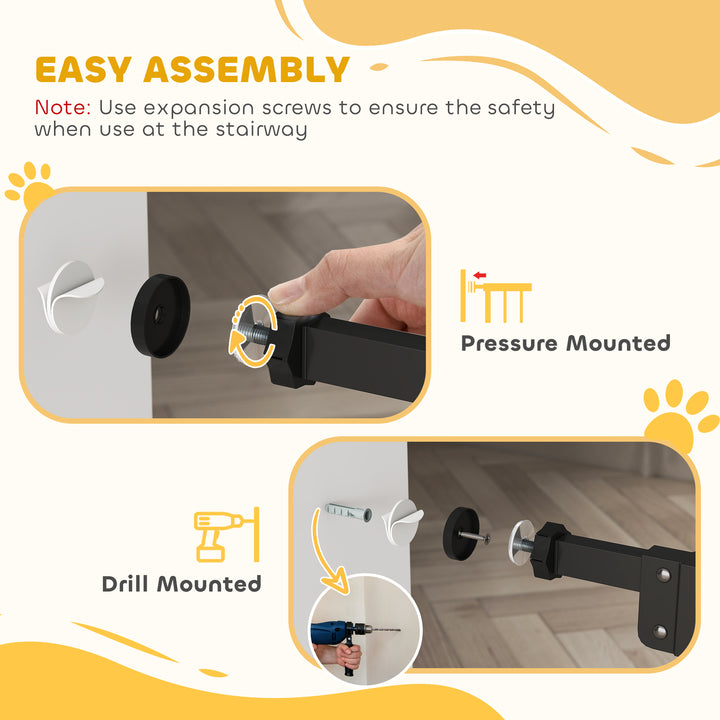 Adjustable Safety Gate w/ Two Extensions, Four Adjustable Screws, Black