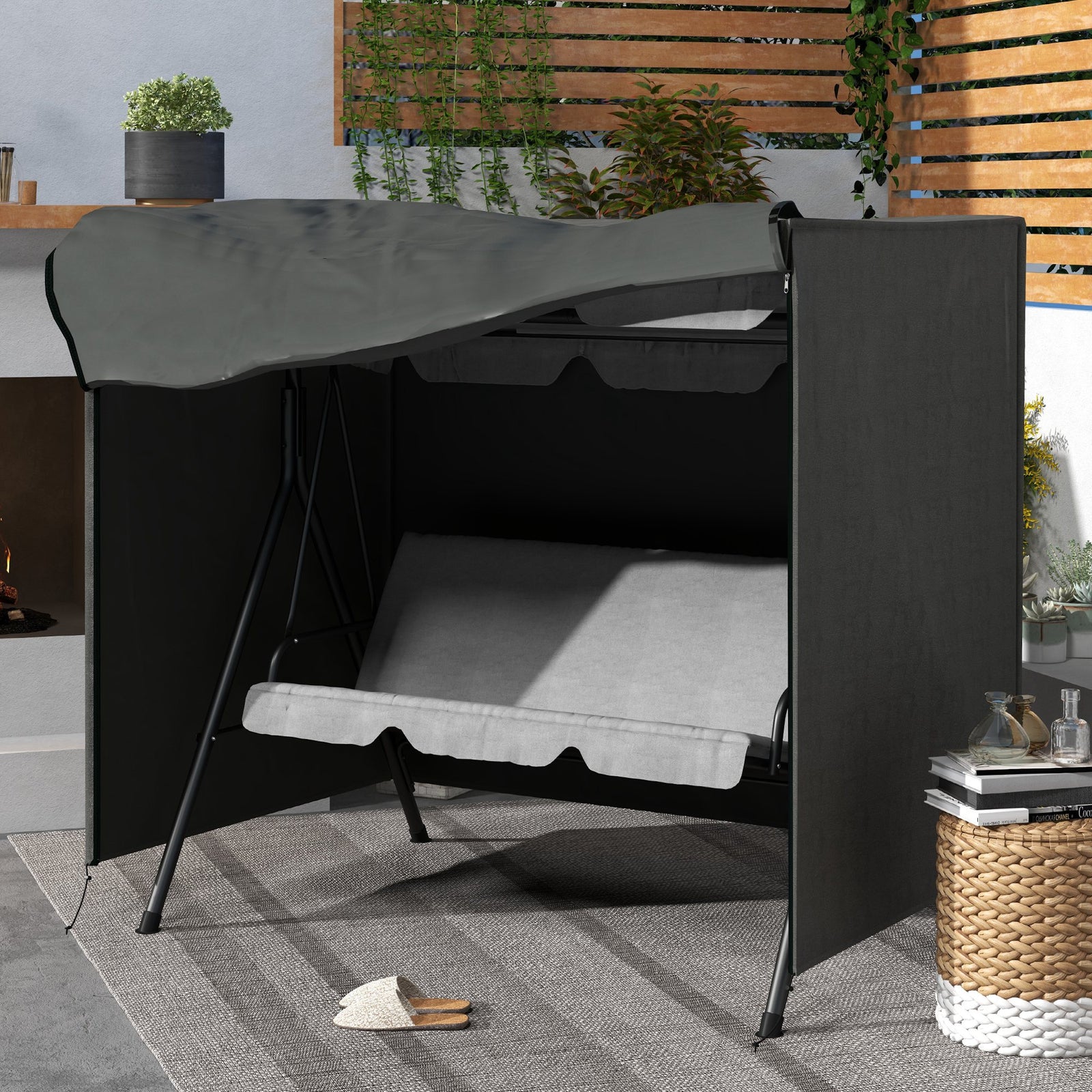 152 x 177cm Three-Seater Swing Chair Protective Cover Grey