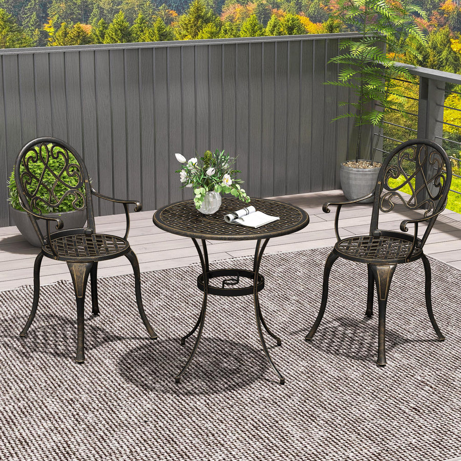 Three-Piece Elegant Aluminium Garden Set - Bronze Tone