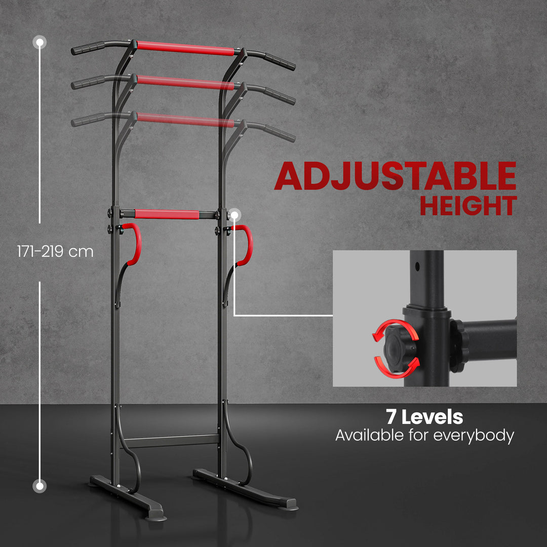 MCL Steel Multi-Use Exercise Power Tower Pull Up Station Adjustable Height W/ Grips