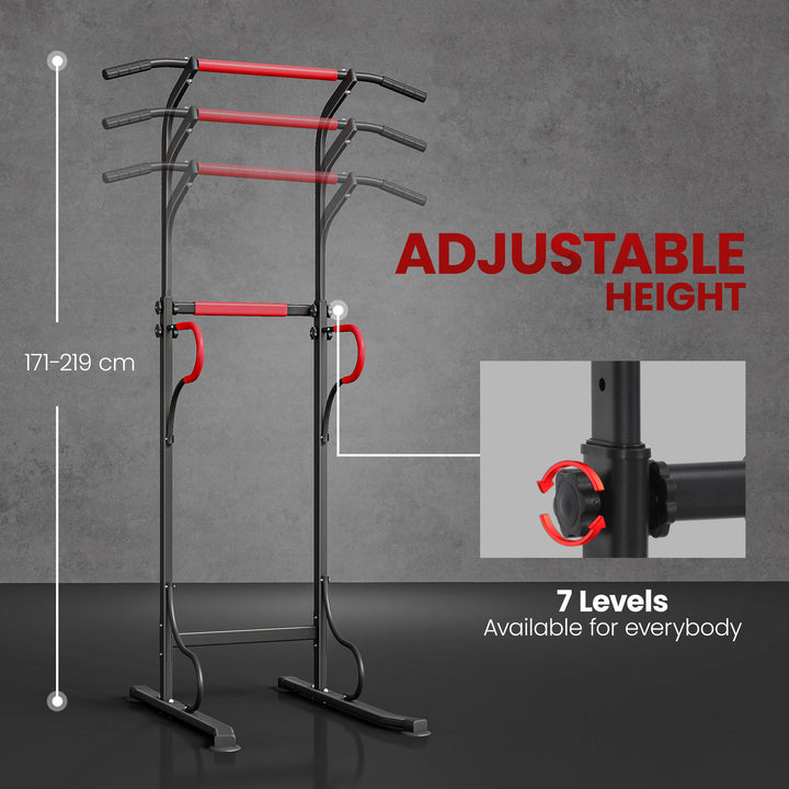 MCL Steel Multi-Use Exercise Power Tower Pull Up Station Adjustable Height W/ Grips