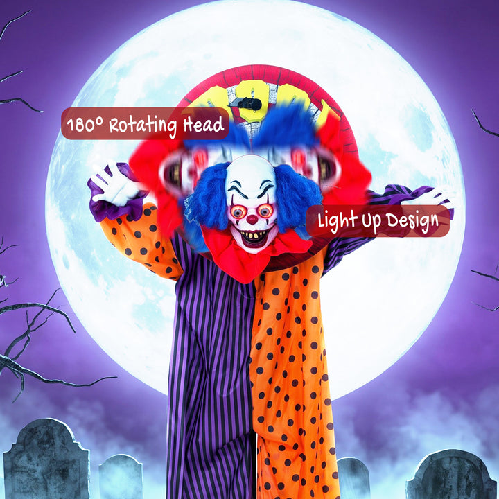 167 cm Life Size Animated Clown Halloween Decoration, Scary Halloween 