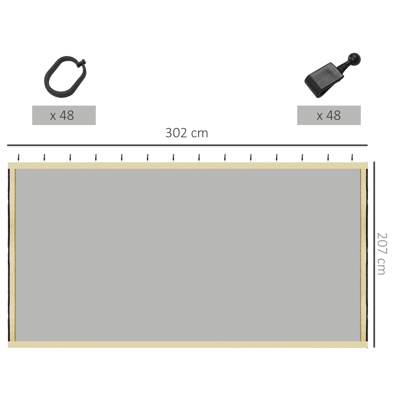 302 x 207cm Universal Replacement Mesh Sidewall Netting for Gazebos an
