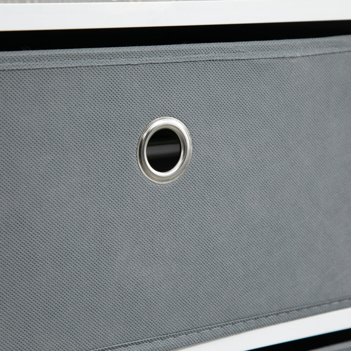 Chests of Drawer, Fabric Dresser Storage Cabinet with 6 Drawers for Bedroom, Living Room and Hallway, White and Grey