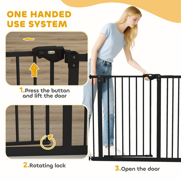 Adjustable Safety Gate w/ One Extensions, Four Adjustable Screws, Blac