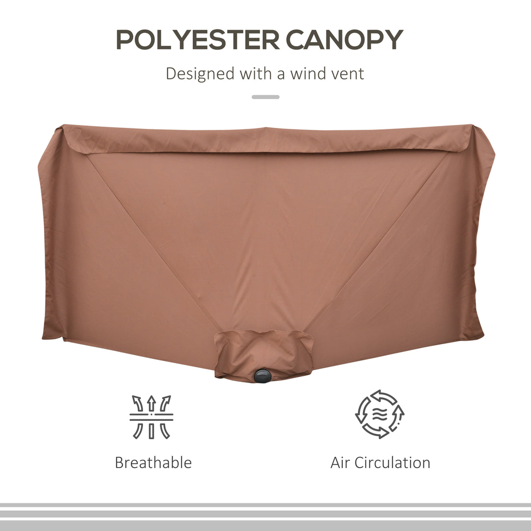 2.3m Half-Square Parasol, for Balconies and Walls - Brown