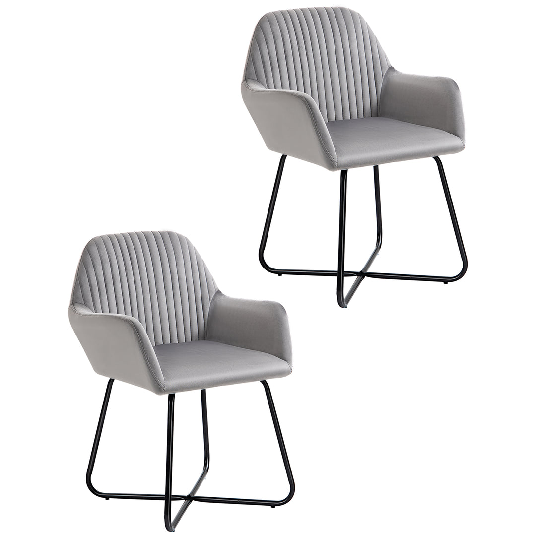 Velvet-Feel Plisse Back Accent Chair - Grey
