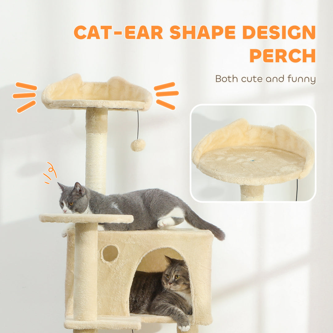 160cm Large Cat Tree Tower with Sisal Scratching Posts, Condos, Plush 
