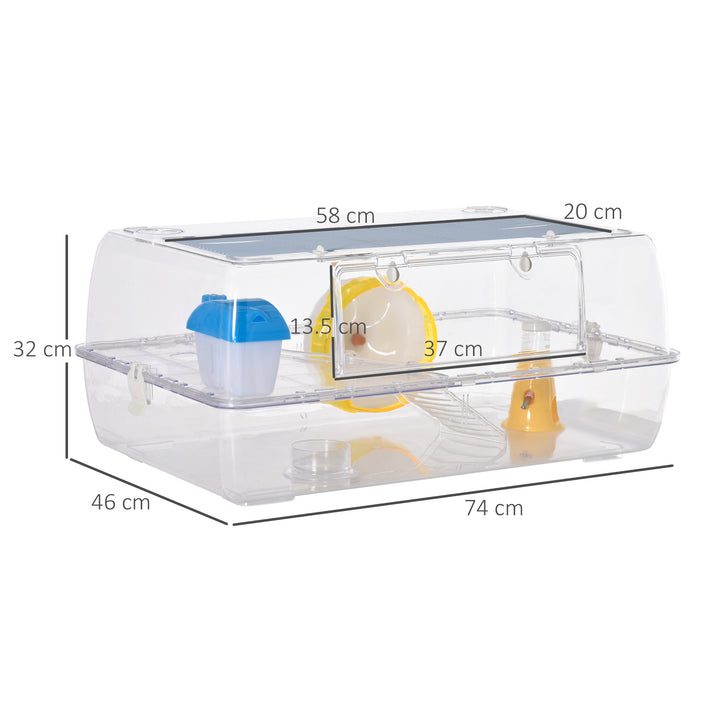 Hamster Cage, 2 Tier Gerbil Cage with Running Wheel, Water Bottle, Dish