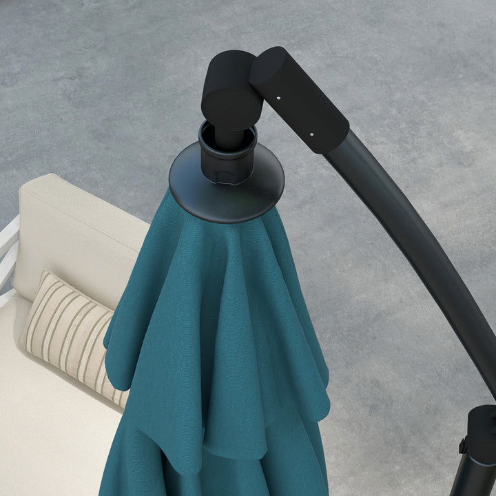 3m Offset Cantilever Parasol Umbrella, with Cross Base - Blue