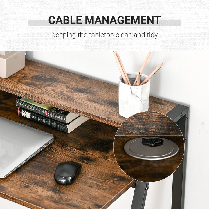 MCL Writing Desk Computer Table Home Office PC Laptop Workstation Storage Shelf 84L x 45W cm Rustic Brown