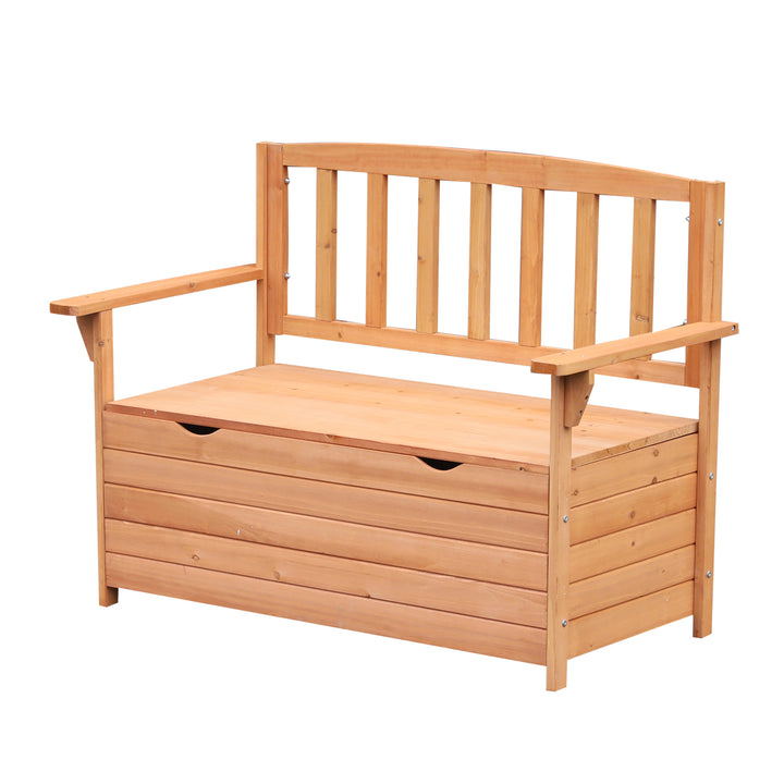 Two-Seater Garden Storage Bench - Natural