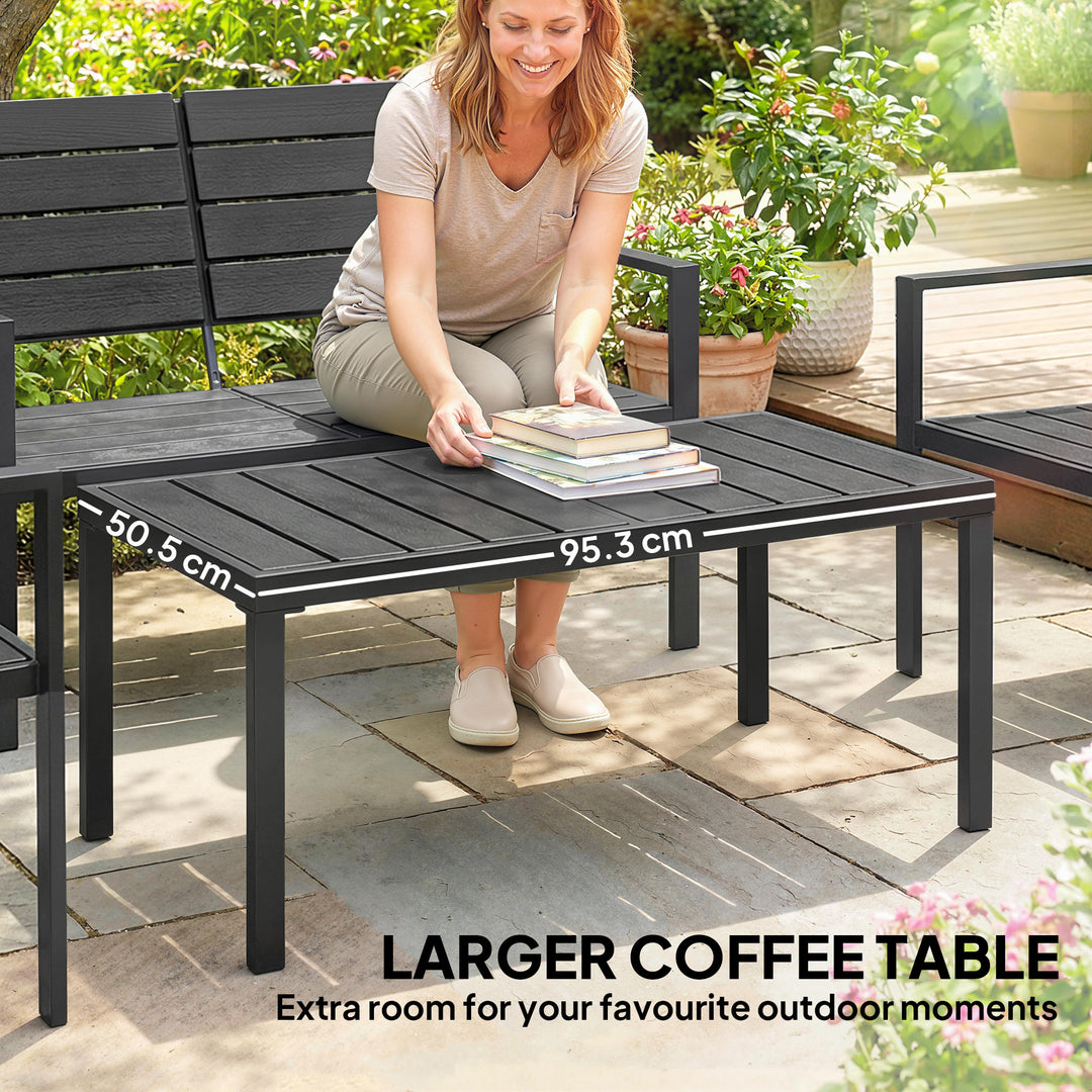 4 Piece Garden Furniture Set, Outdoor Sofa Set with HDPE Slatted Loves