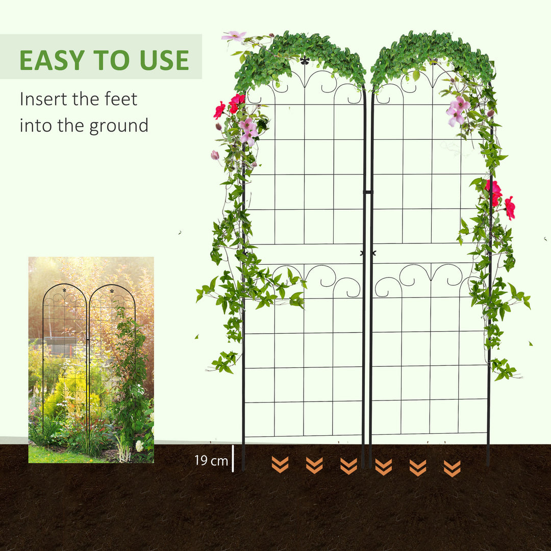 Metal Trellis Set of 2, Garden Trellis for Climbing Plants Support Frames, Floral Design