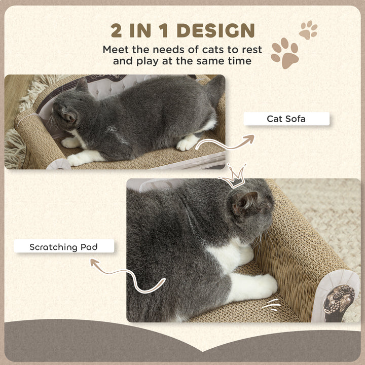 2-in-1 Cat Scratcher with Organic Catnip for Indoor Cats, 29.5 x 56 x 26cm, Brown