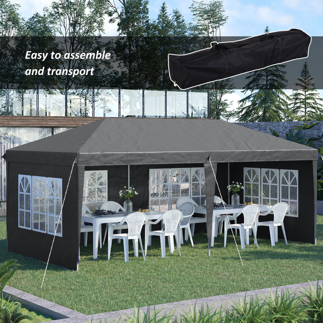 3 x 6m Pop-Up Gazebo, with Removable Walls - Grey