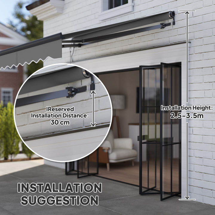 2.5 x 2m Electric Awning with Remote Controller, Aluminium Frame DIY Retractable Awning, UV30+ Sun Shade Canopy for Garden Patio Deck Door Window, Dark Grey