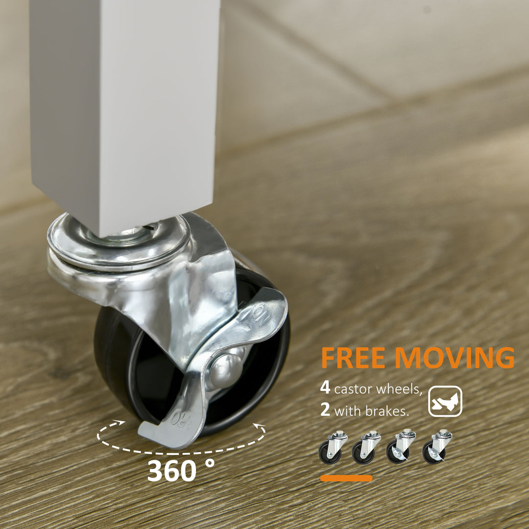 MCL Kitchen Trolley Utility Cart on Wheels with Rubberwood Worktop, Towel Rack, Storage Shelves & Drawer for Dining Room, Grey