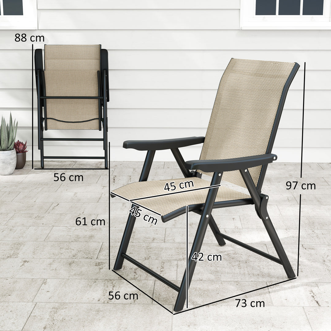 Set of Two Folding Outdoor Chairs - Brown/Black