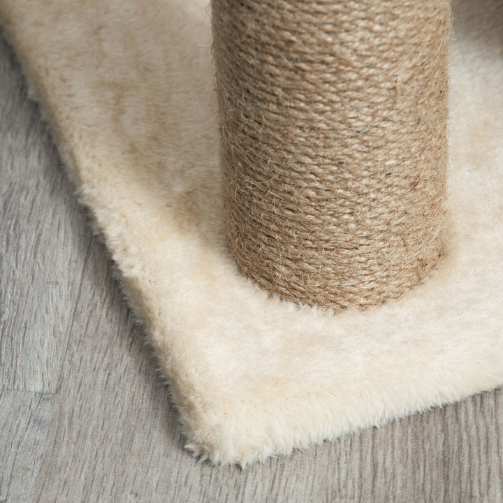 Cat Tree Tower, with Scratching Posts, Pad, Bed, Perch, Toy Ball - Light Brown