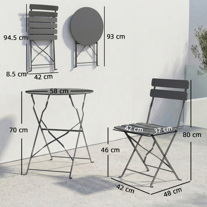 Folding Garden Bistro Set, Outdoor Round Bistro Table and Chairs Set 2