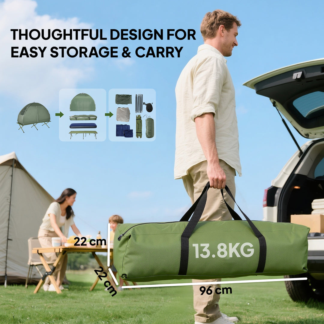 1 person Foldable Camping Tent w/Sleeping Bag Air Mattress Outdoor Hik