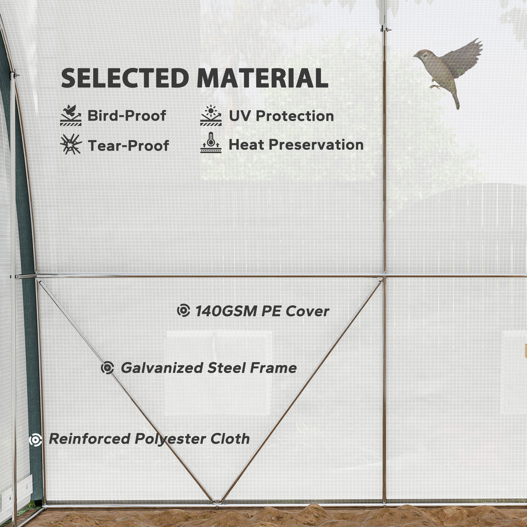 4 x 3(m) Walk-In Tunnel Greenhouse, with Accessories - White