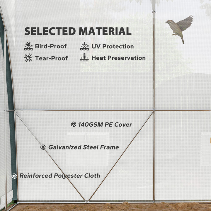 4 x 3(m) Walk-In Tunnel Greenhouse, with Accessories - White