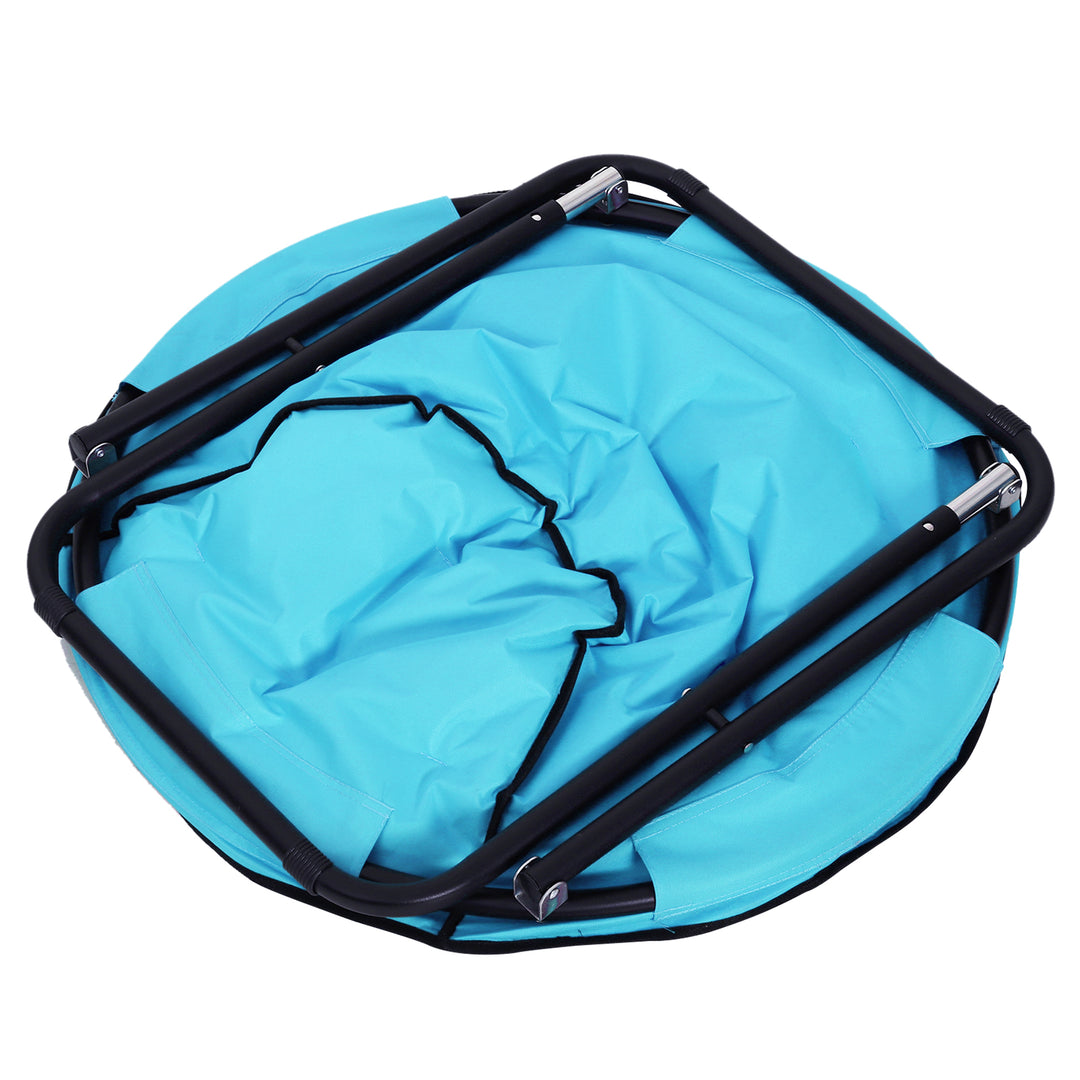 Camping Moon Chair, Portable Folding Camping Chair for Adults with Wide Padded Oxford Seat for Outdoor Camp, Travel, Fishing, Beach, Blue