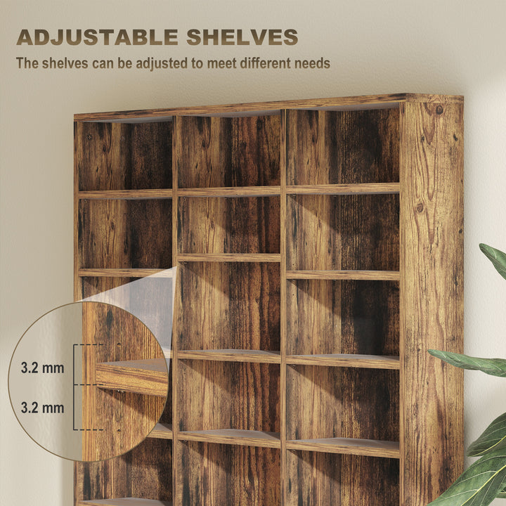 CD Storage Unit with Adjustable Shelves, 102 x 195 cm, Rustic Brown