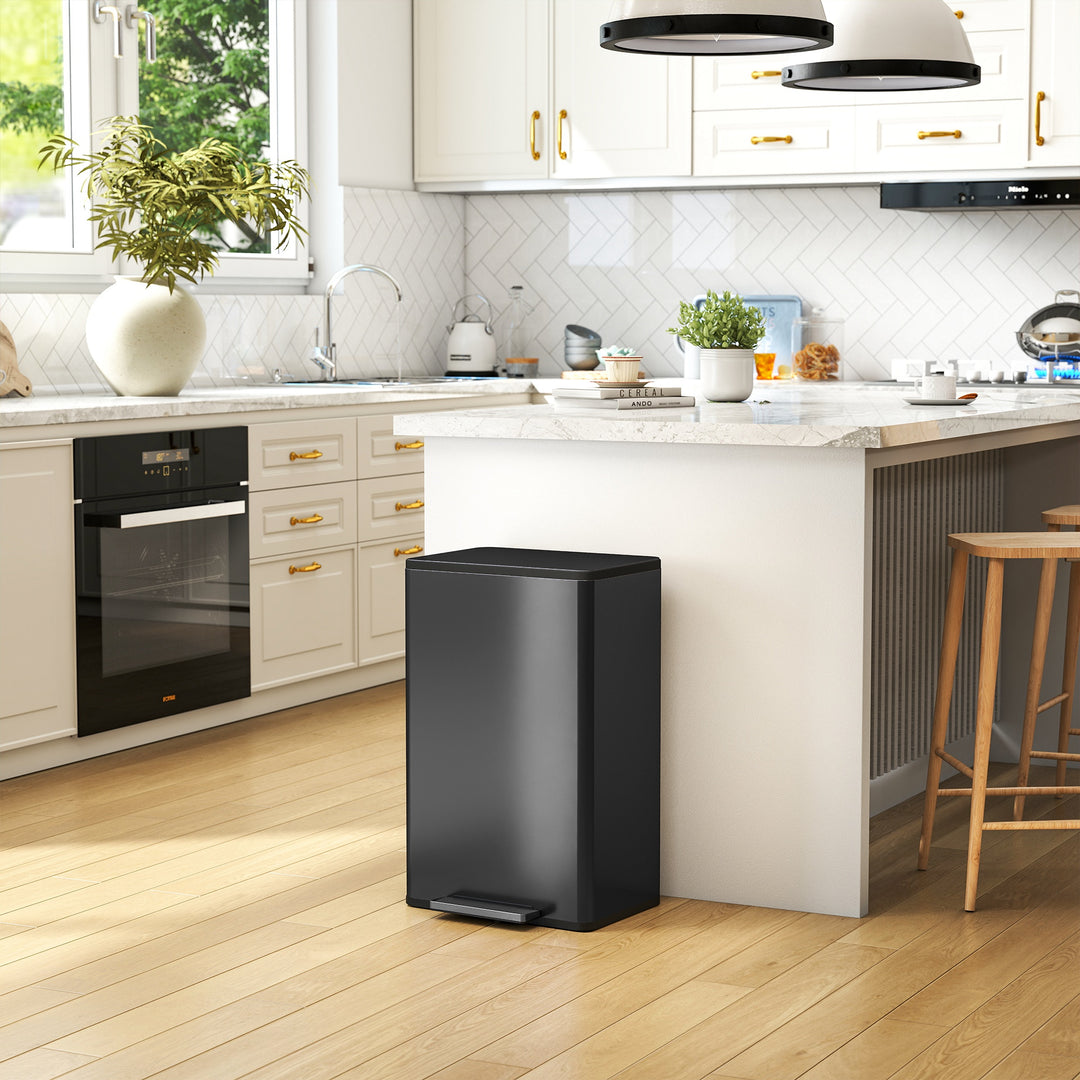 MCL 45L Kitchen Bin, Pedal Bin with Soft-Close and Stay-Open Lid, Removable Inner Bucket, Odor Control for Kitchen, Office