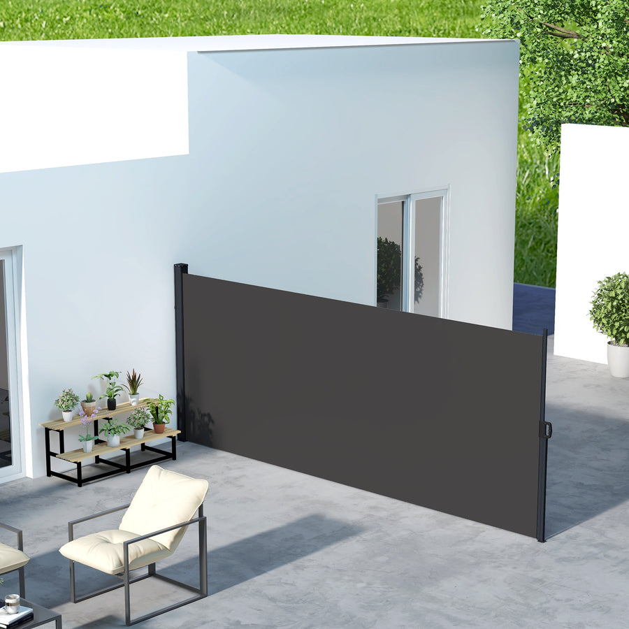 Retractable Side Awning, Outdoor Privacy Screen for Garden, Hot Tub, Balcony, Terrace, Pool, 400 x 160cm, Black