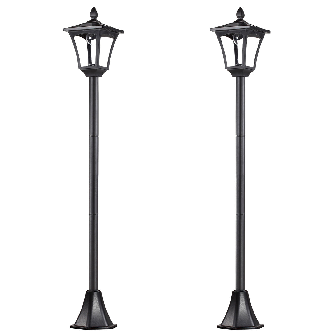 2 Pieces Outdoor Garden Solar Post Lamp Sensor Dimmable LED Lantern Bollard Pathway 1.6M Tall – Black