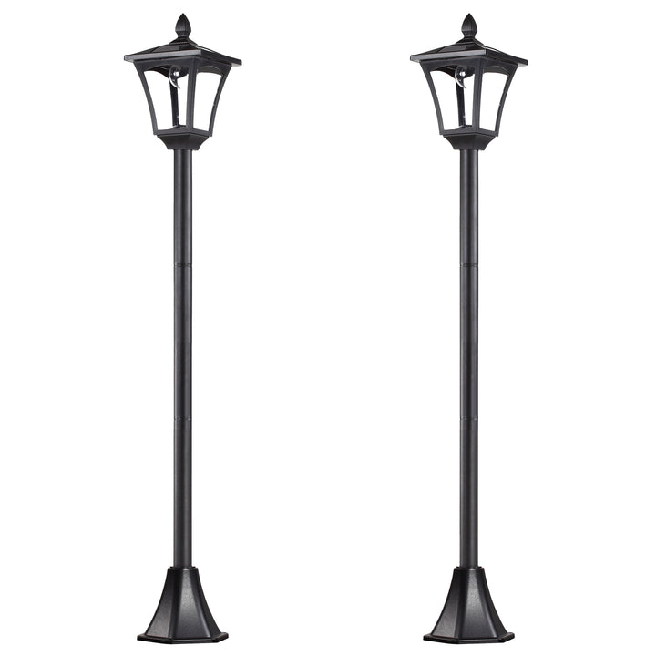 2 Pieces Outdoor Garden Solar Post Lamp Sensor Dimmable LED Lantern Bollard Pathway 1.6M Tall – Black