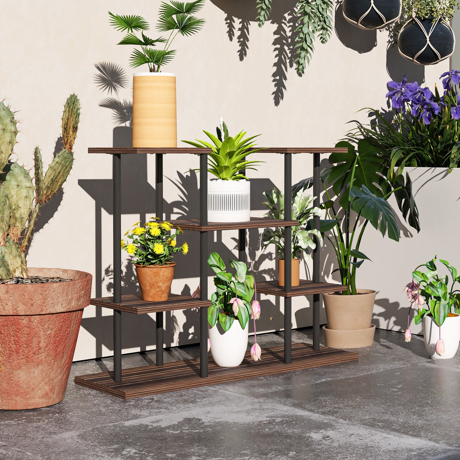 Four-Tier Wooden Shelf Plant Stand