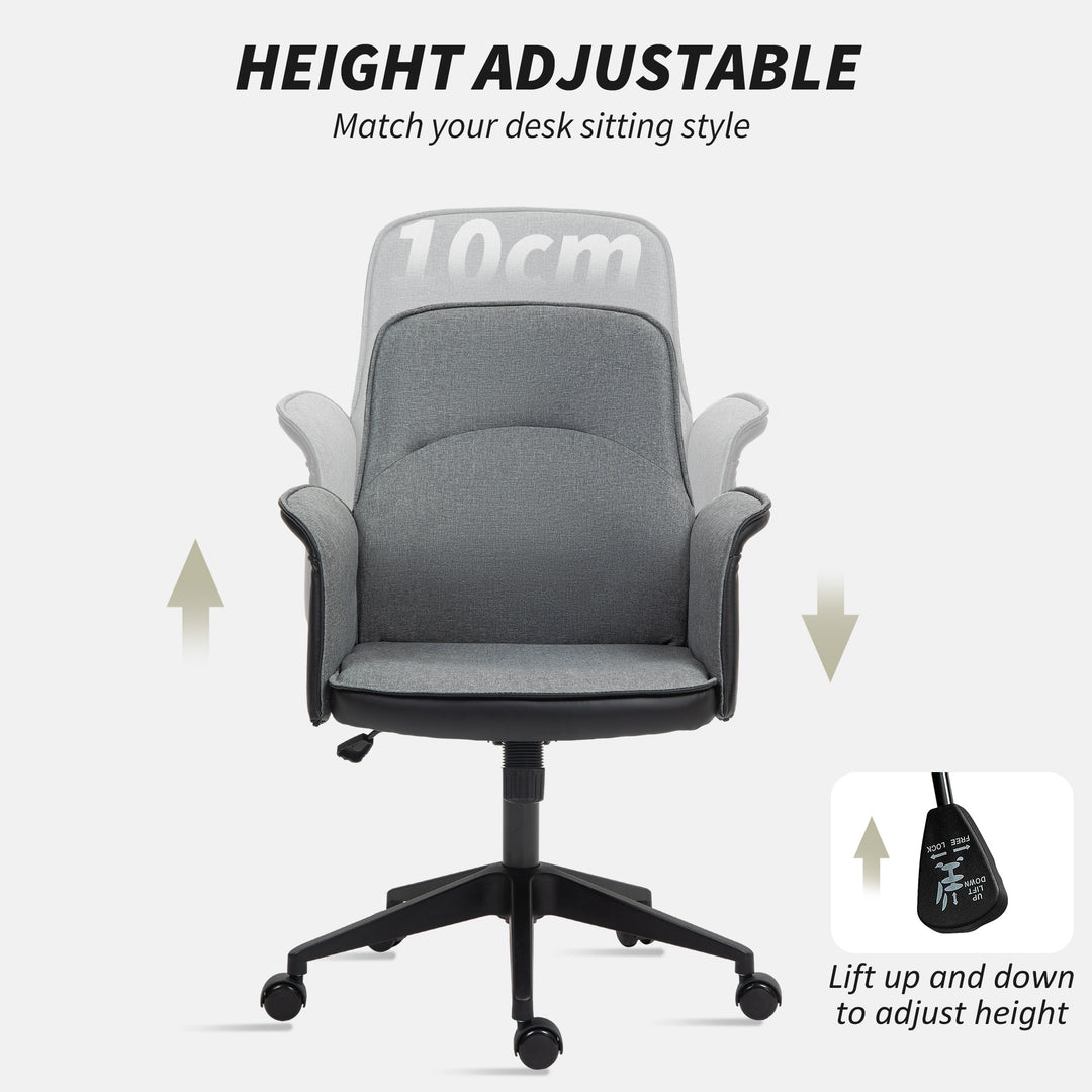 Linen and Faux Leather Mix Office Chair - Grey