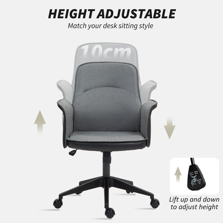 Linen and Faux Leather Mix Office Chair - Grey